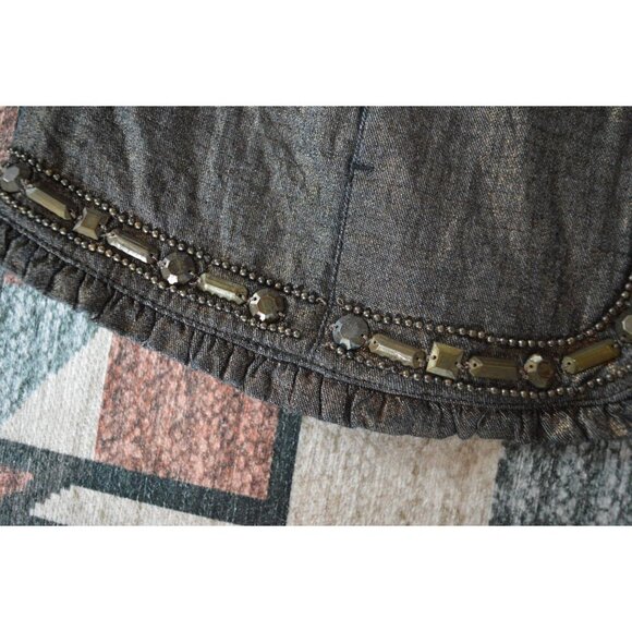 Chicos Beaded Metallic Jacket Size 1 Women's M  Embellished Front  Ruffle Edges - Picture 6 of 10